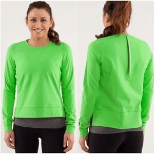 Lululemon Run: Warm Up Crew Frond Size 8 Athleisure Bright Green